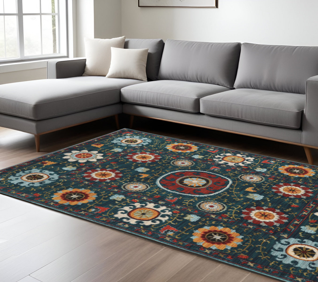 Stain-Resistant, Colorful Floral Power Loom Area Runner Rug Ideal for Kid and Pet-Friendly Spaces