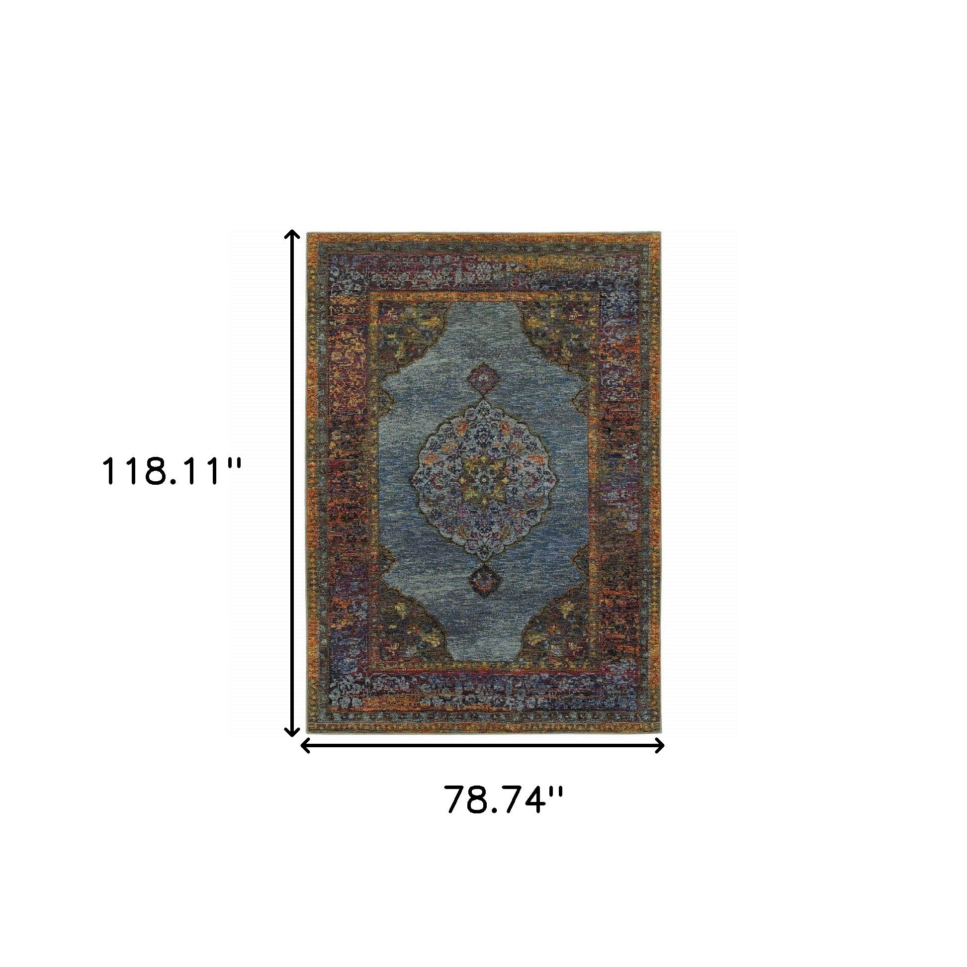 Stain-Resistant, Exquisite Blue and Beige Oriental Power Loom Area Rug - Ideal for Family Homes with Kids and Pets