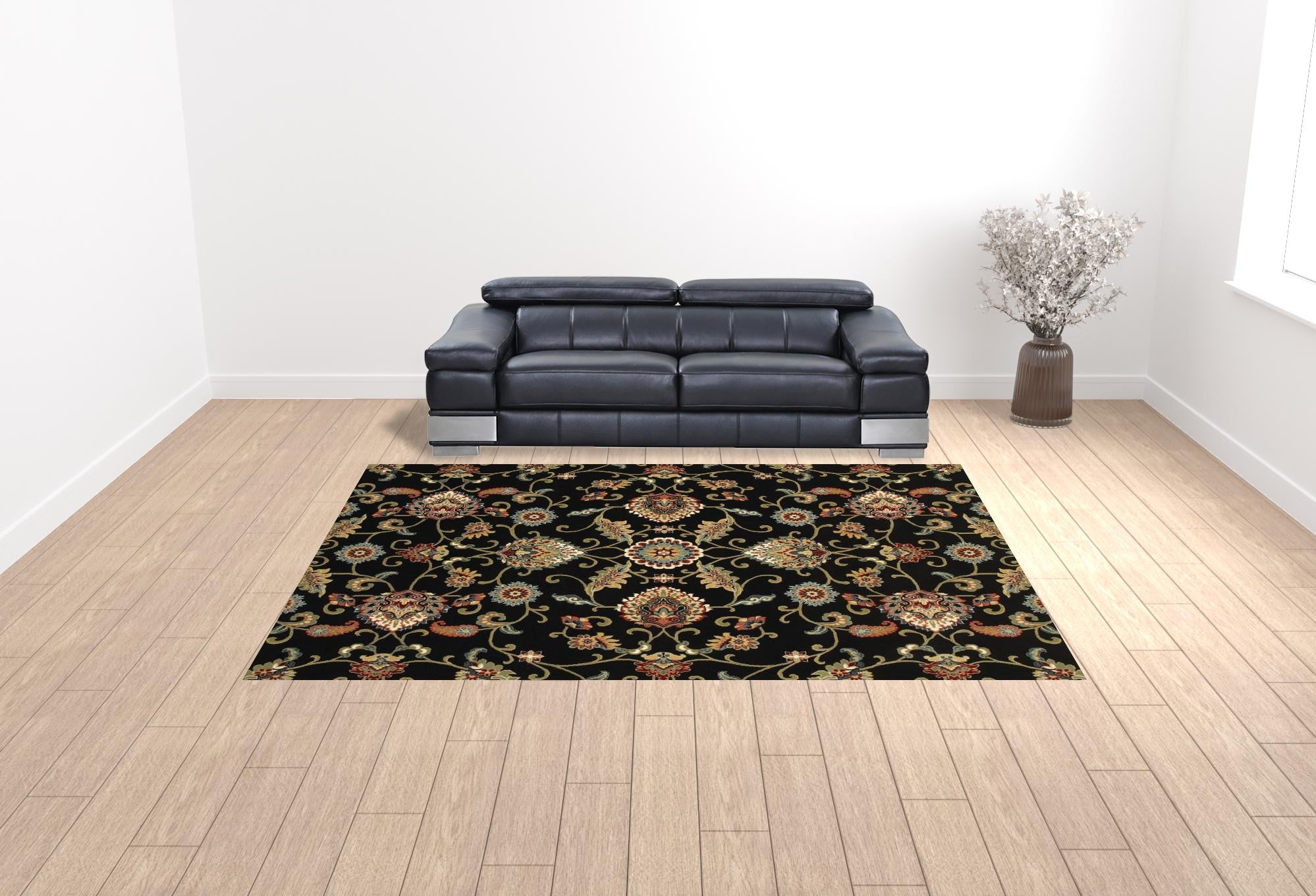 Stain-Resistant Floral Power Loom Area Runner Rug with Vibrant Design, Ideal for Spaces with Kids and Pets