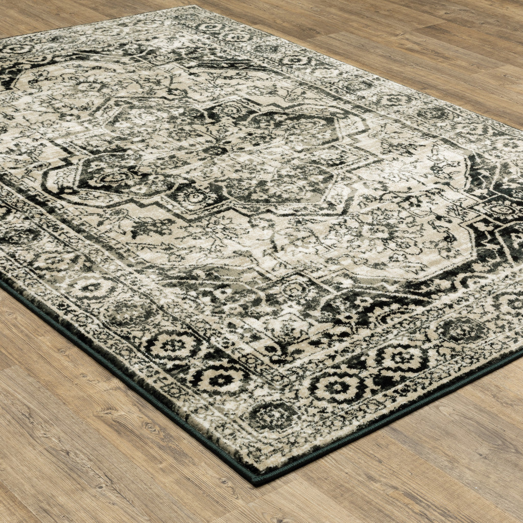 Exquisite Oriental Stain-Resistant Area Runner Rug in Black, Grey, Tan, and Ivory for Every Room