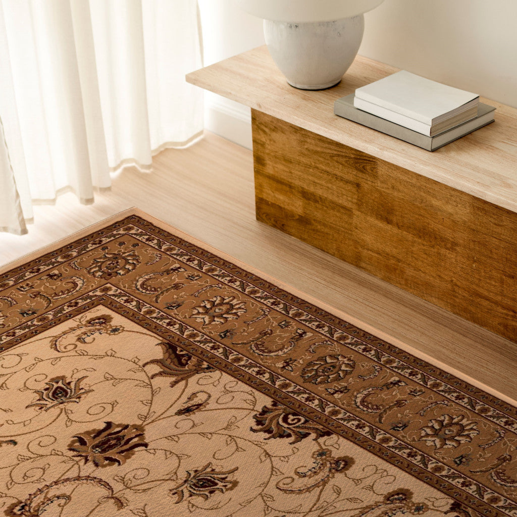 Soft-textured Beige and Ivory Oriental Runner Rug for a Warm and Cozy Home