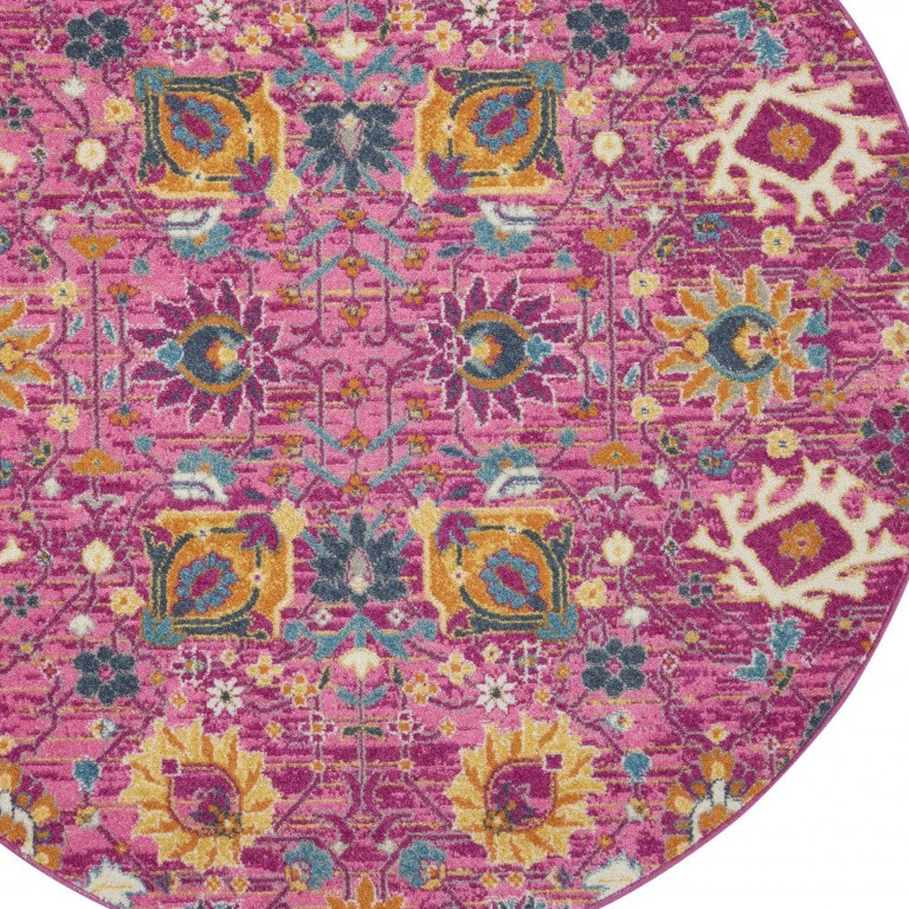 Stylish Fuchsia Floral Power Loom Area Rug for Comfortable Spaces