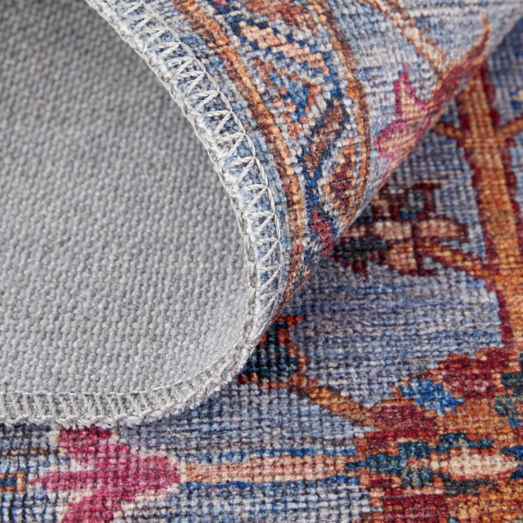 Stylish Gray, Blue, and Red Floral Power Loom Area Rug for a Cozy and Elegant Home Décor