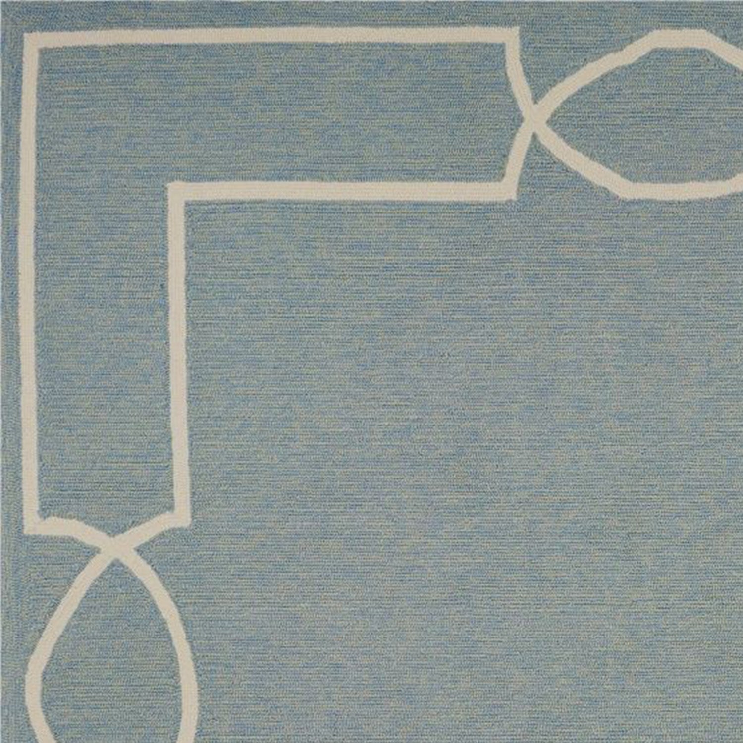 Stylish Blue and Ivory Geometric Hand-Hooked 7x7 Area Rug for Your Living Space