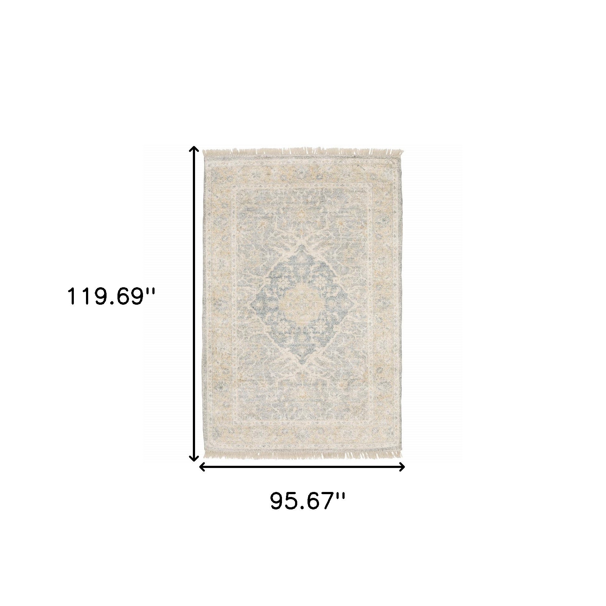Exquisite Hand - Loomed Stain - Resistant Grey and Beige Oriental Indoor Area Rug with Timeless Design