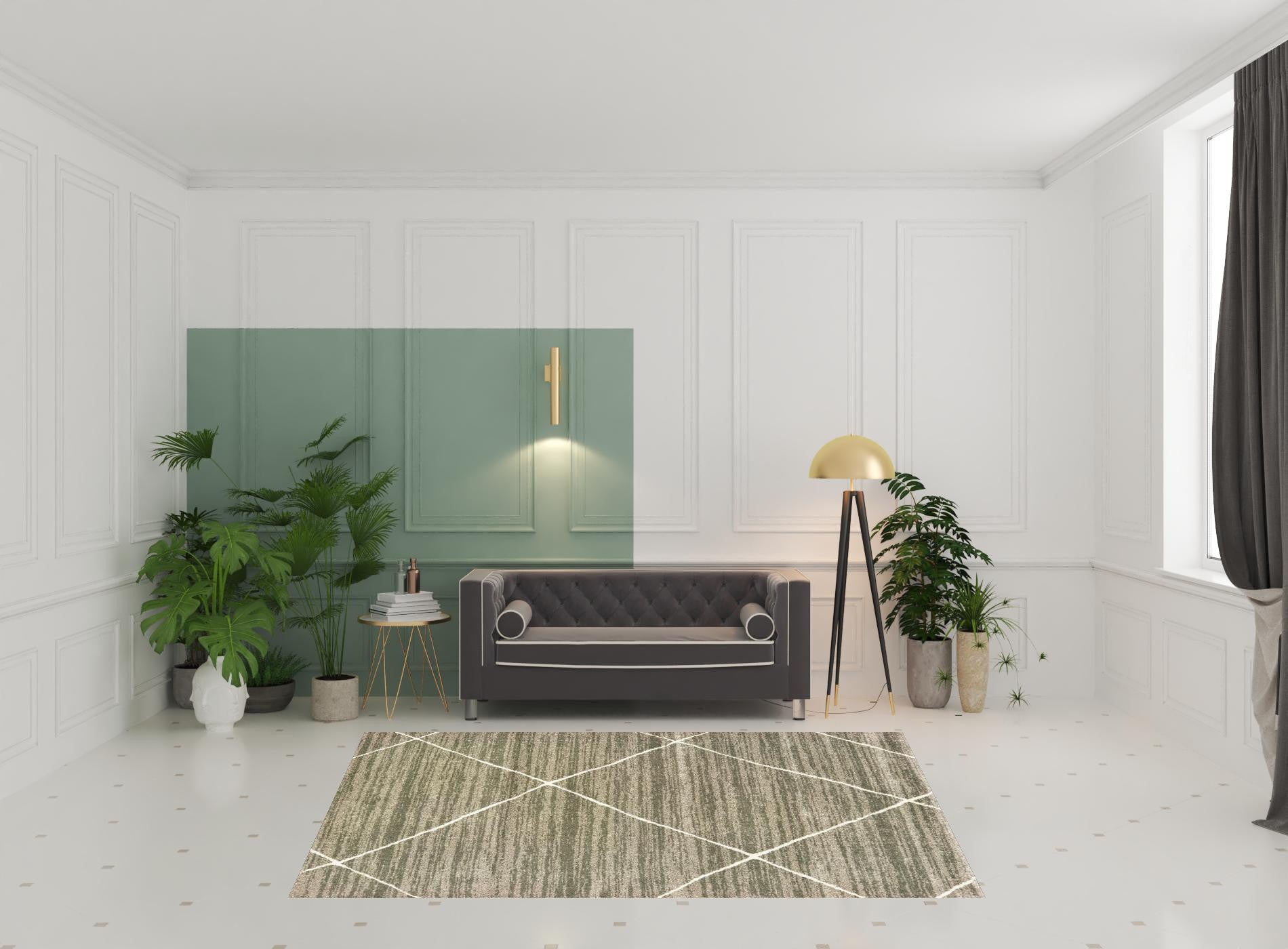 Stylish Geometric Area Rug - Grey and Ivory Runner with Stain Resistance for Modern Living Spaces