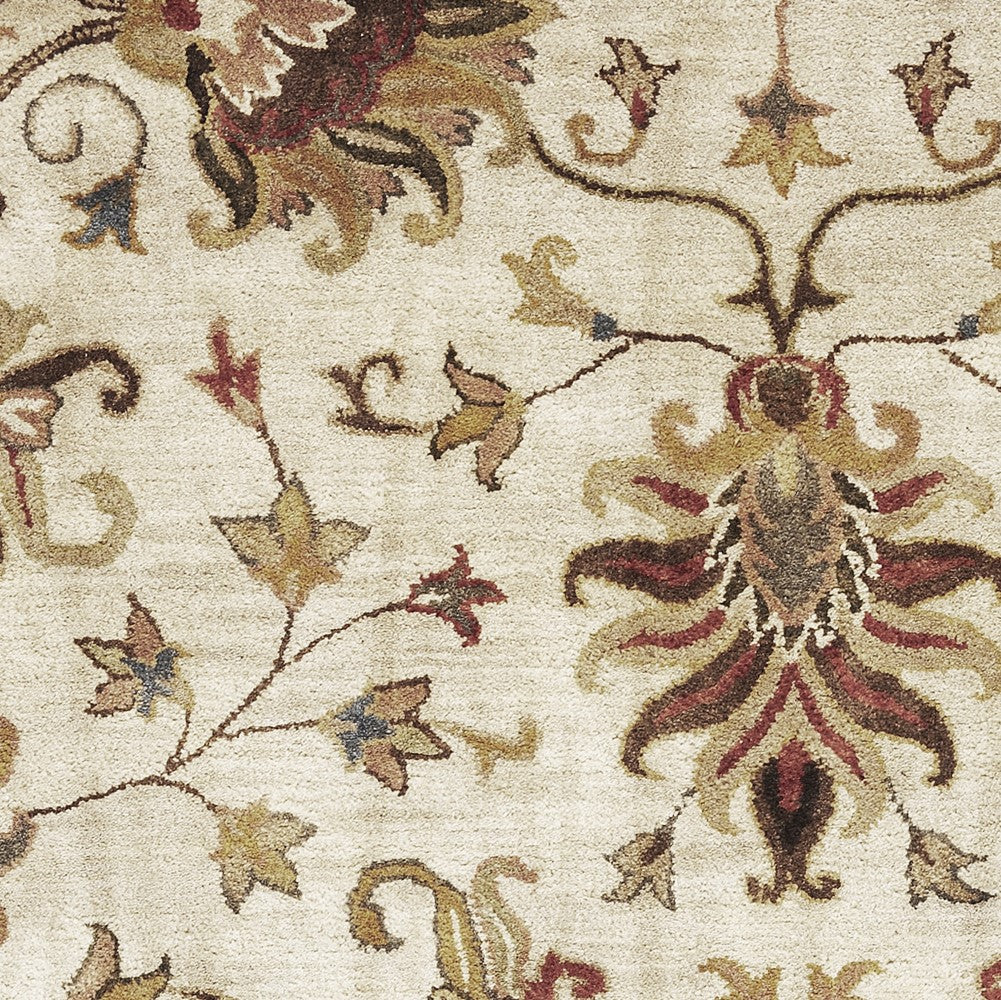 Luxurious Handmade Champagne Wool Floral Runner Rug for Stylish Homes