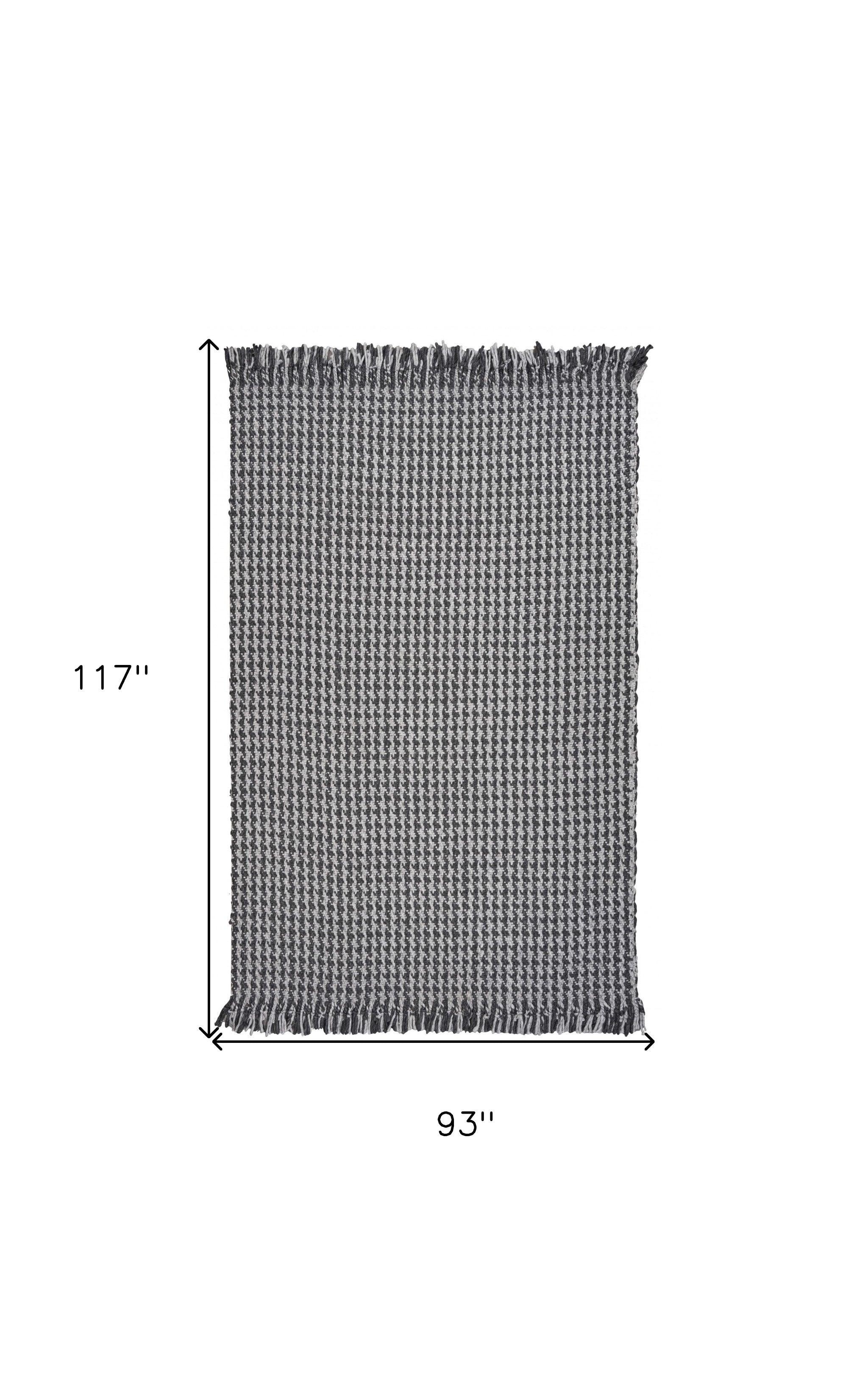 Exquisite Hand - Woven Grey Houndstooth Wool Area Rug Crafted in India with a Stylish Design
