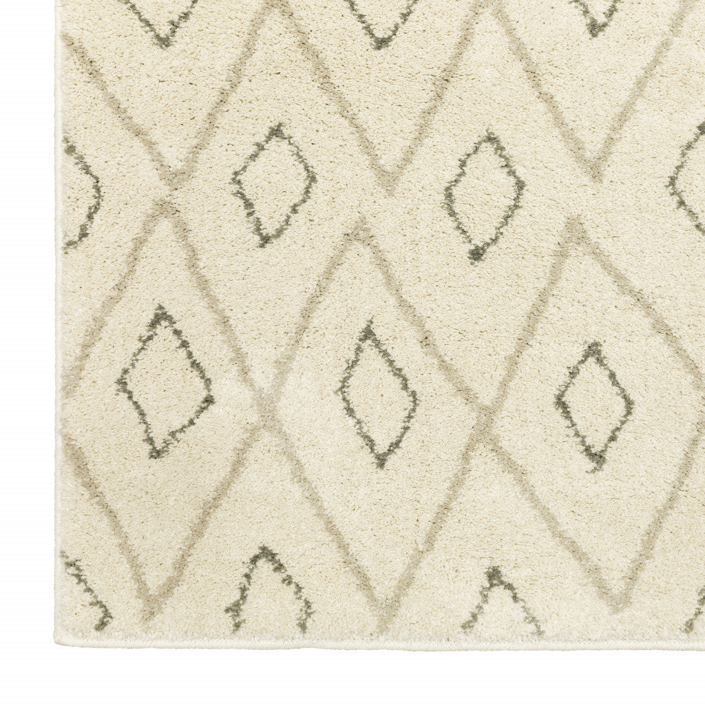Stylish Sand Ash Grey & Ivory Geometric Stain-Resistant Area Rug Runner