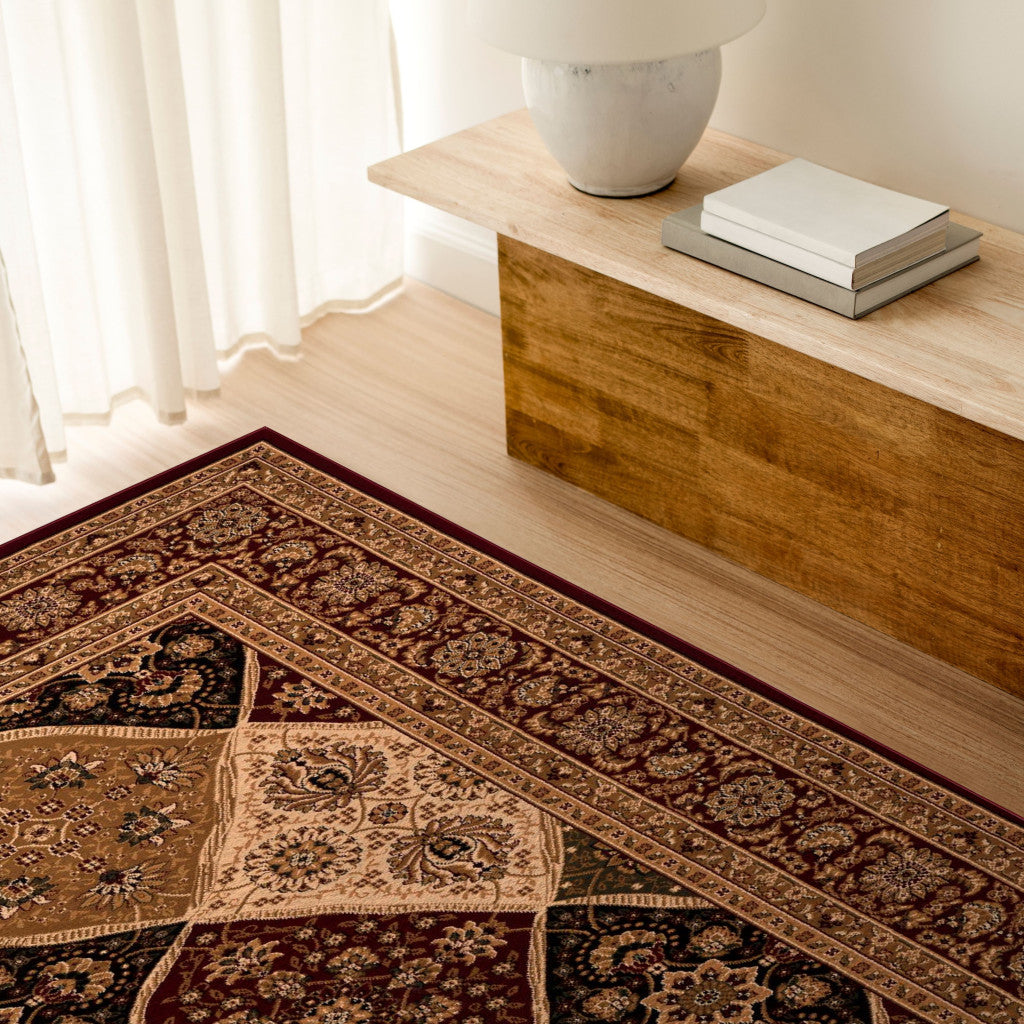 Stylish Red and Beige Oriental Power Loom Runner Rug for a Cozy Home