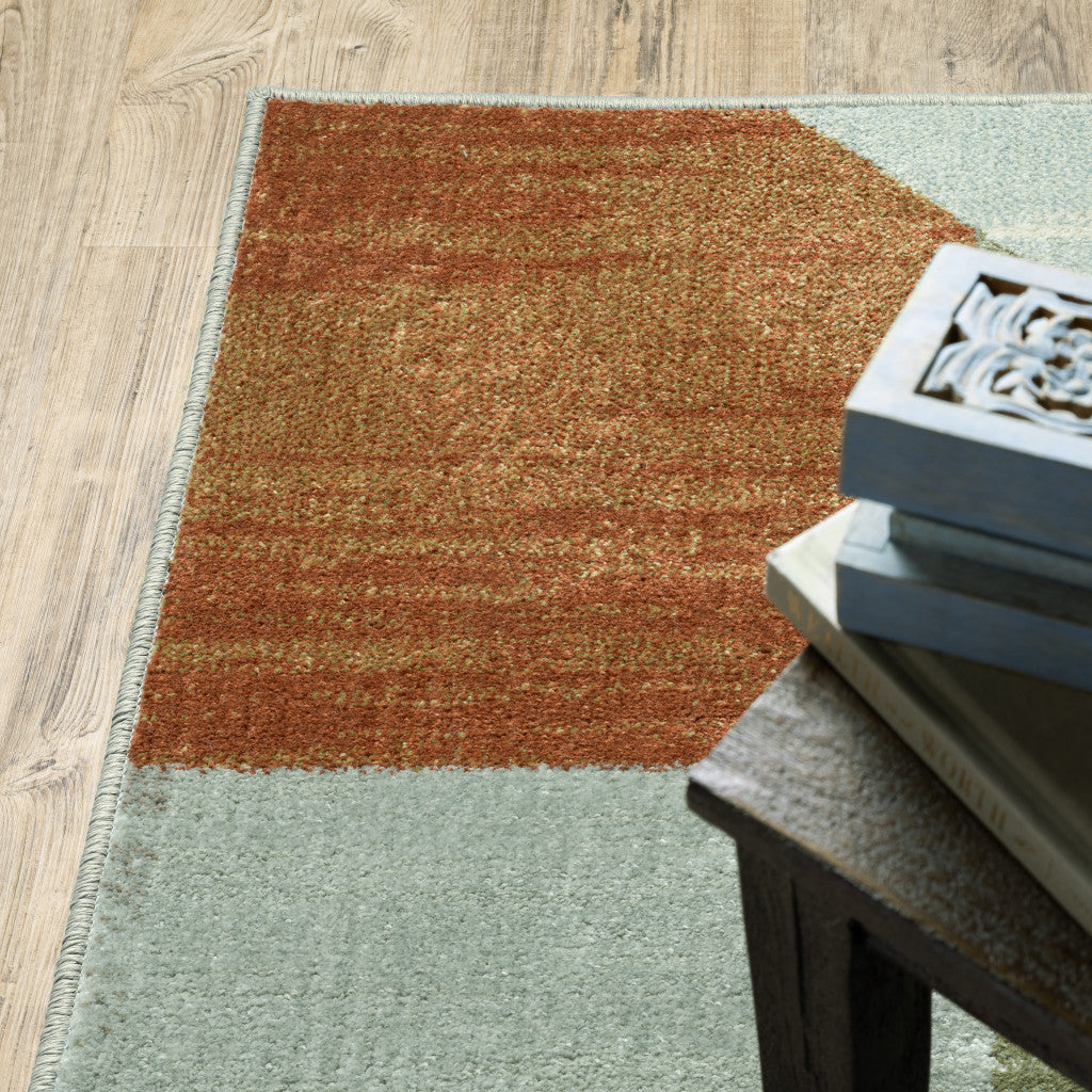 Stain-Resistant Geometric Power Loom Area Rug with Stylish Grey, Teal, Rust, and Multiple Color Design for Added Home Warmth