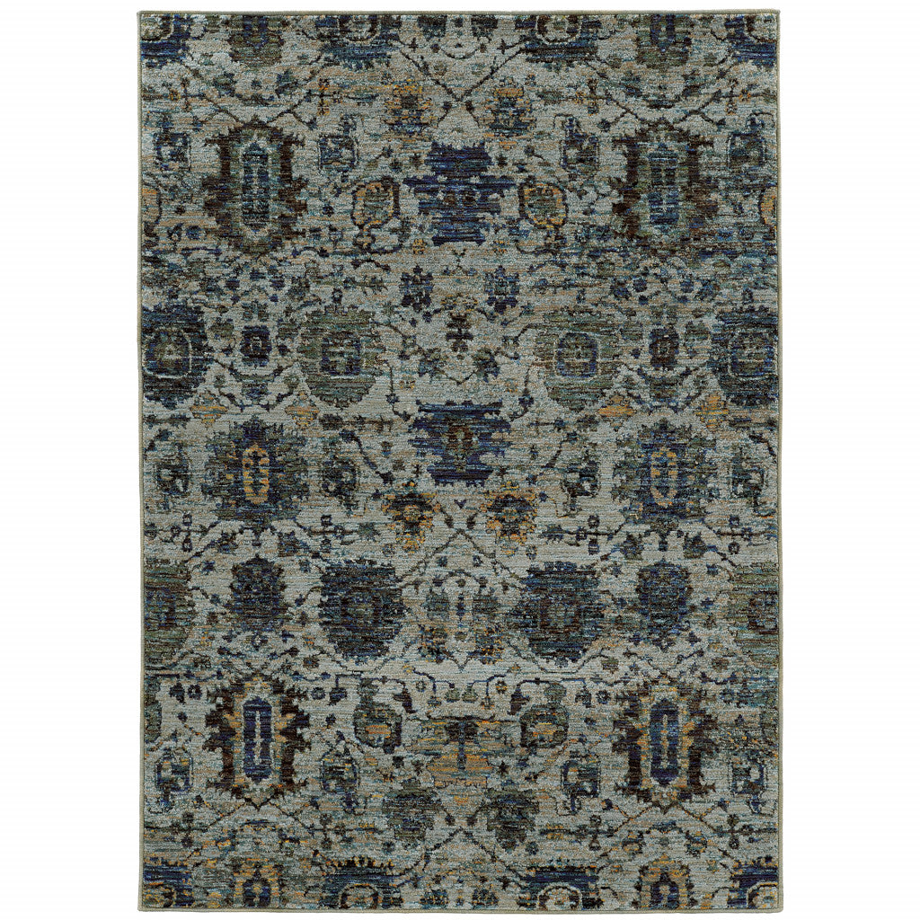 Exquisite Blue and Purple Oriental Power Loom Area Rug - Stain Resistant, Ideal for Family Homes with Children and Pets