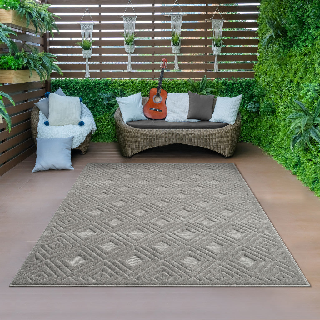 Beige 8x10 Geometric Area Rug - Stain-Resistant for Homes with Kids & Pets