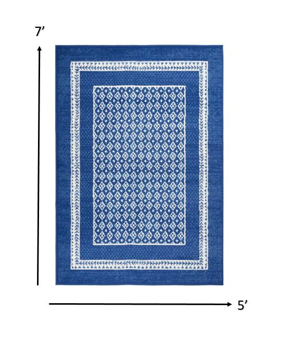 Navy Blue Geometric Dhurrie Area Rug - Add Style and Sophistication to Your Space