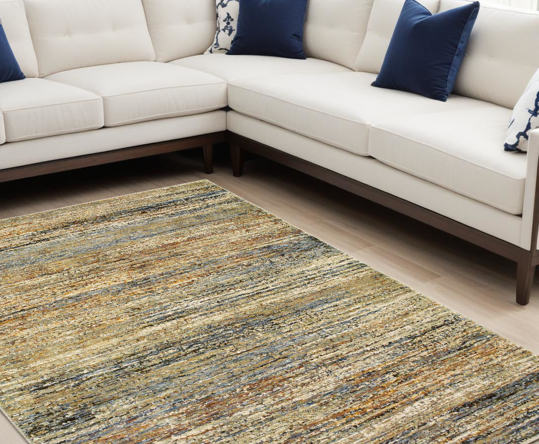 Exquisite Abstract Gold and Green Area Rug - Super Soft, Highly Durable, and Stain-Resistant for Contemporary Modern Home Interior Decor
