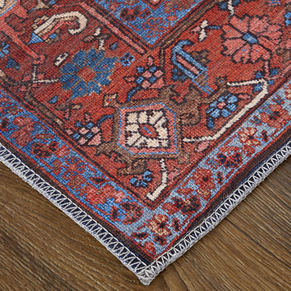 Stylish Floral Power Loom Area Rug with Stunning Vibrant Red, Orange, and Blue Design for Exquisite Home Décor