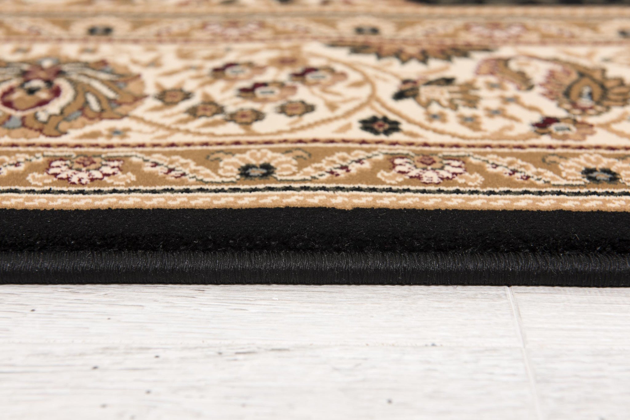 Stylish and Elegant Beige and Black Medallion Design Power Loom Runner Rug - A Perfect Decorative Addition for Any Indoor Space