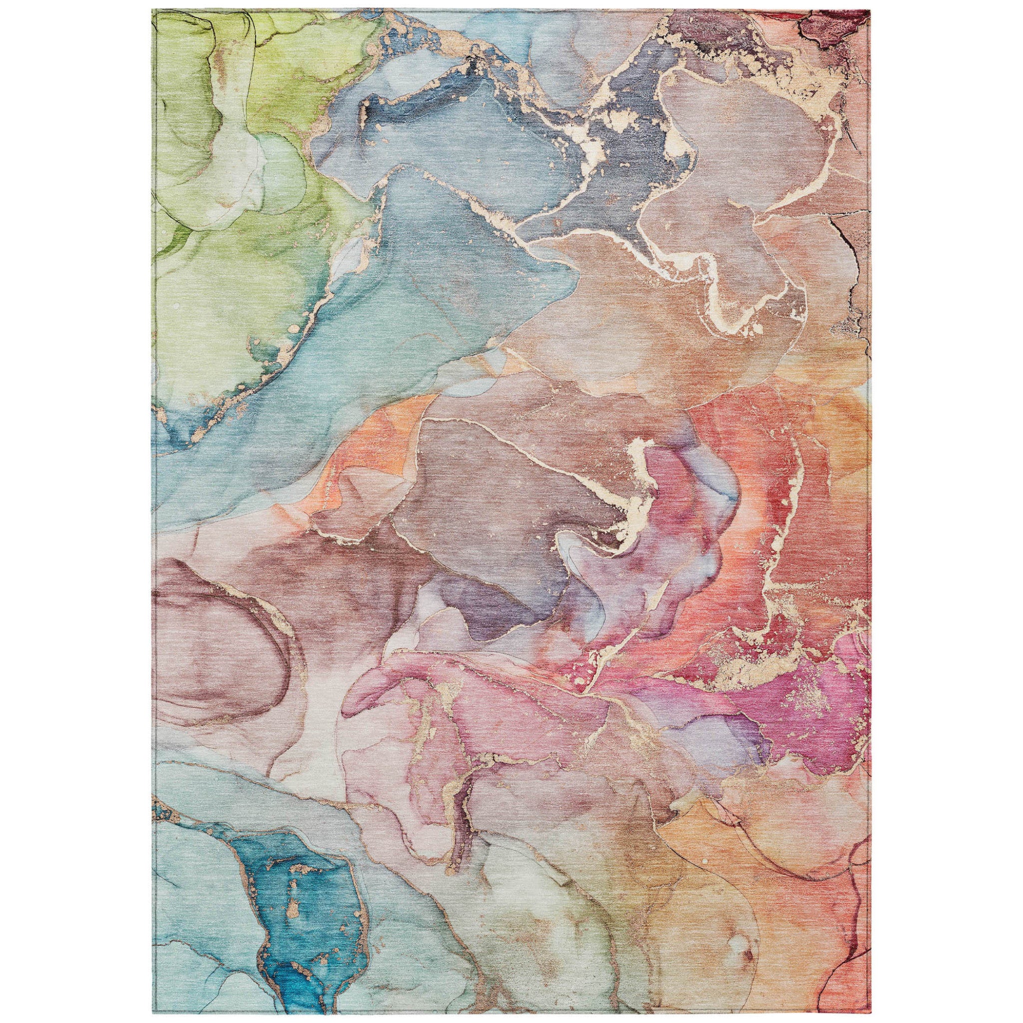 Stylish Blue Abstract Washable Non-Slip Outdoor Runner Rug for Any Space