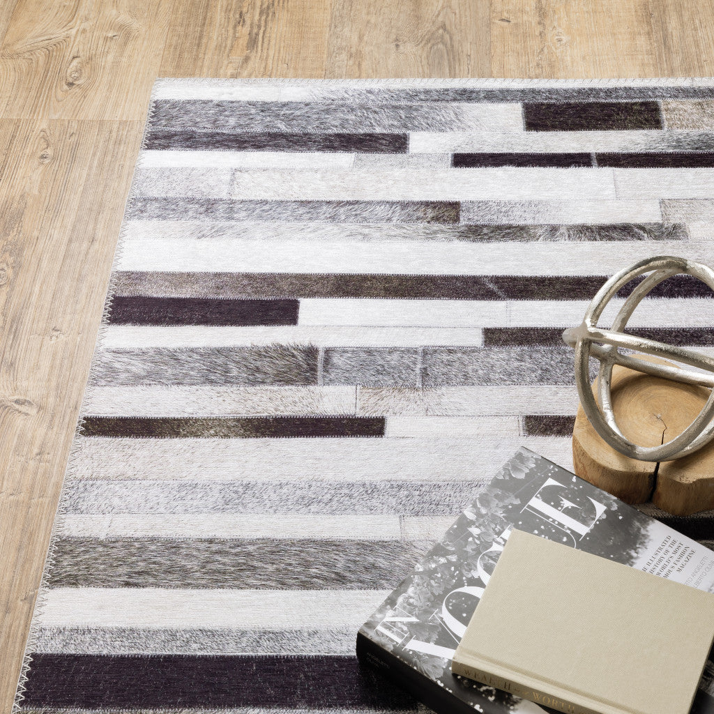 Stylish Geometric Area Rug Runner with Gray, Brown, and Ivory Design - Stain Resistant, Ideal for Homes