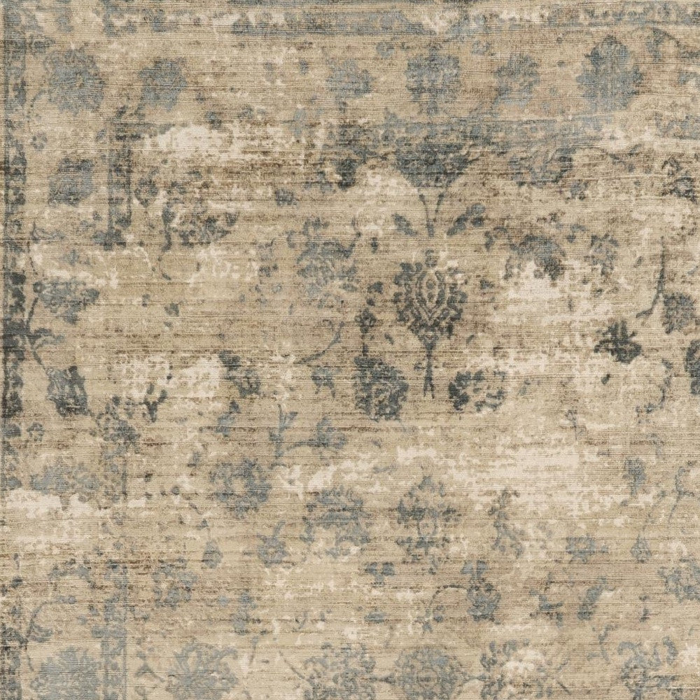 Exquisite Hand-Loomed Viscose Area Rug in Elegant Sand and Blue Colors with Modern Watercolor Design for Stylish Residential Interiors
