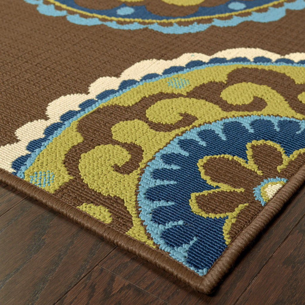 Exquisite Floral Medallion Design Stain-Resistant 7x10 Area Rug for Cozy Indoor and Outdoor Spaces