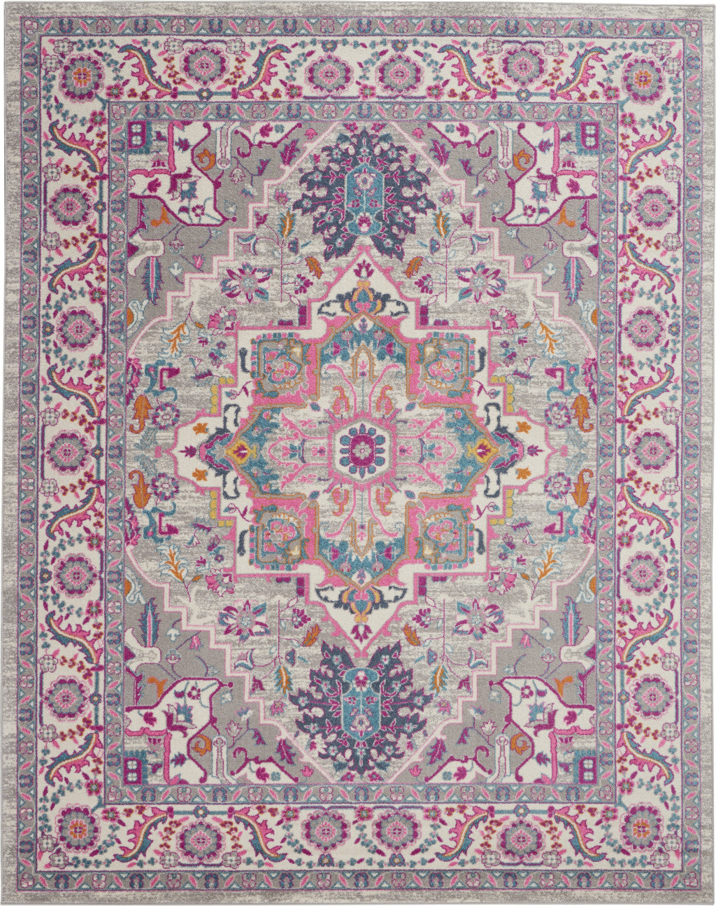 Timeless Elegance: Pink and Gray Power Loom Runner Rug for a Warm Space