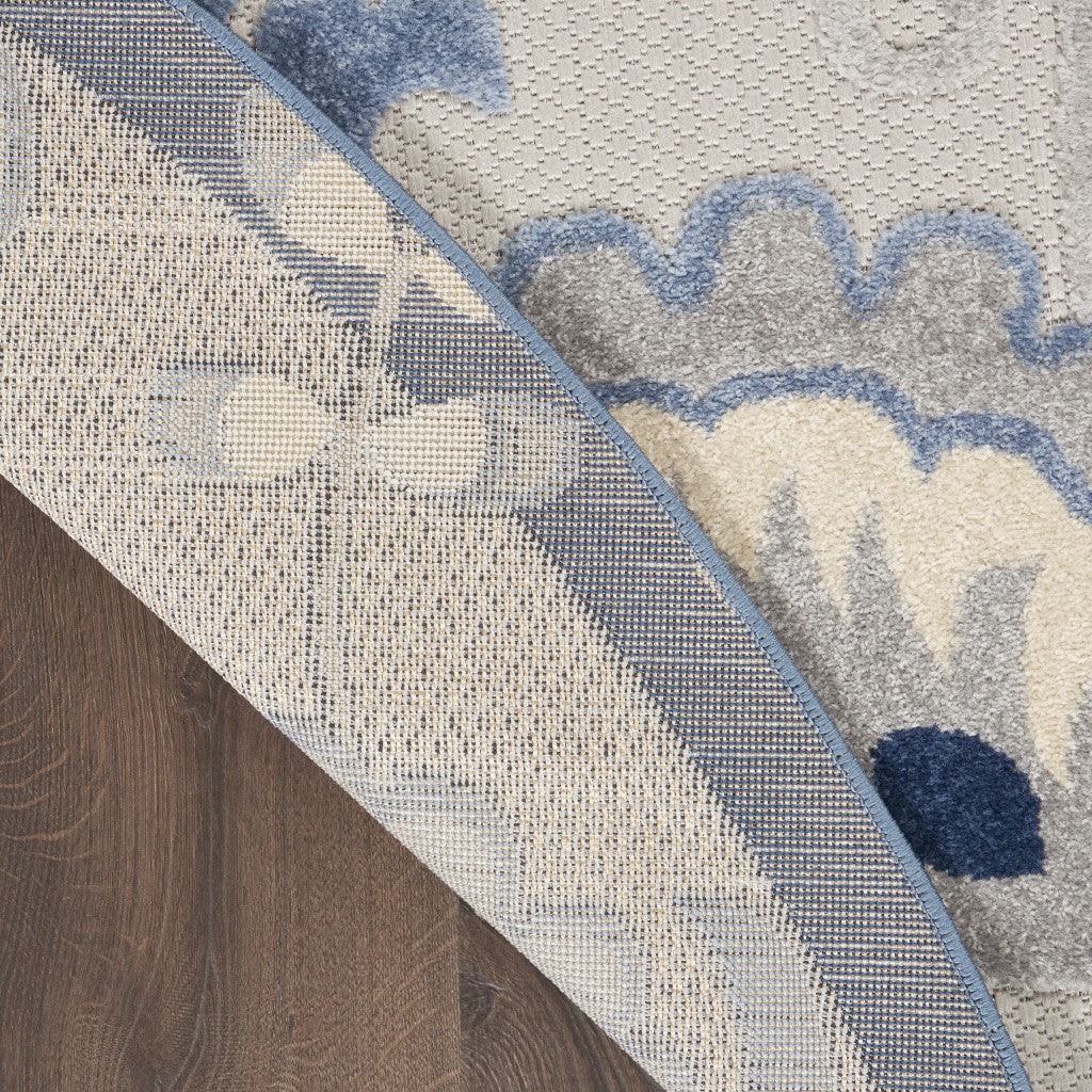 Stylish Blue & Gray Floral Indoor-Outdoor Area Rug for Cozy Spaces