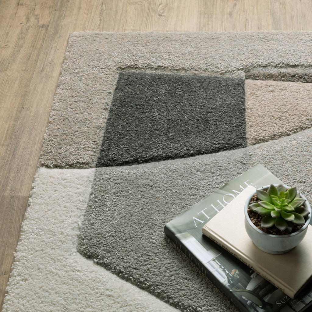Stain-Resistant Geometric Runner Rug in Brown and Ivory - Perfect for Kids & Pets