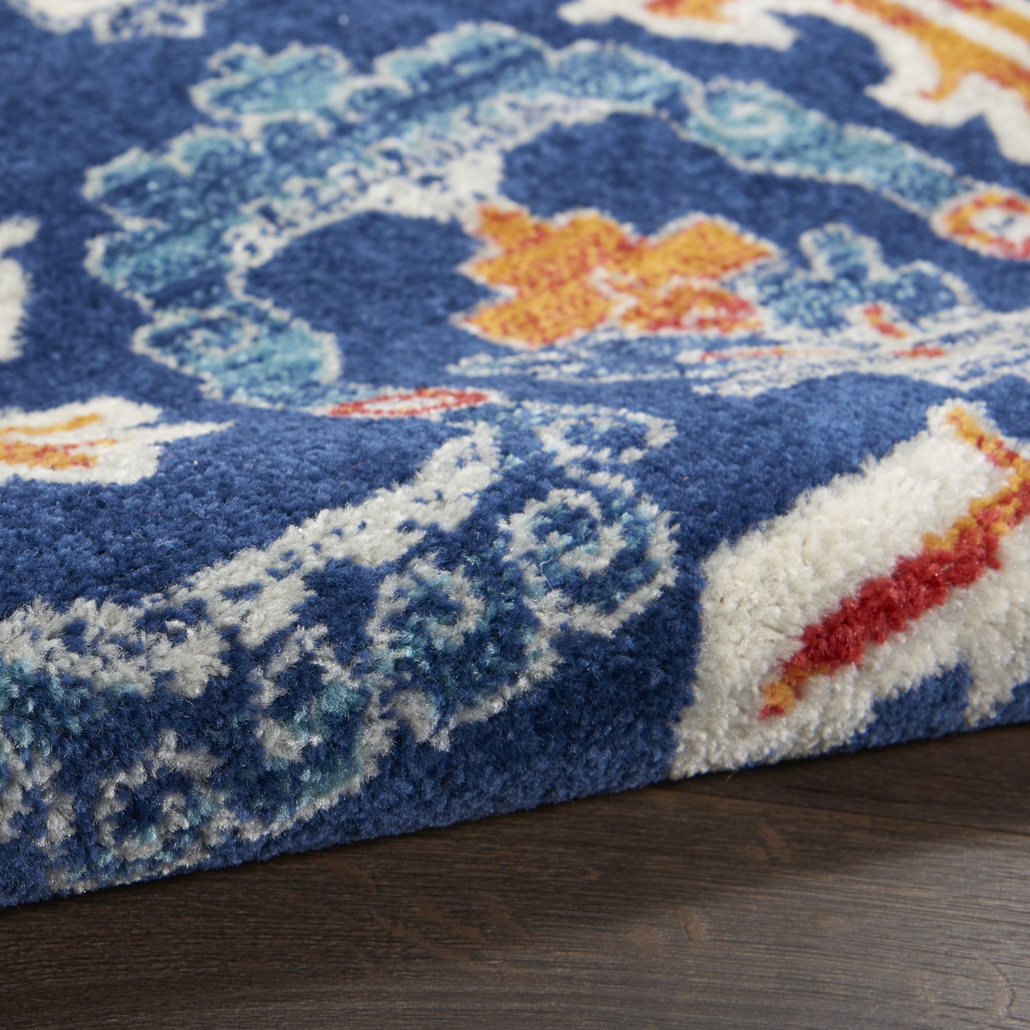 Stylish and Elegant Blue and Ivory Floral Power Loom Area Rug for Your Beautiful Living Space