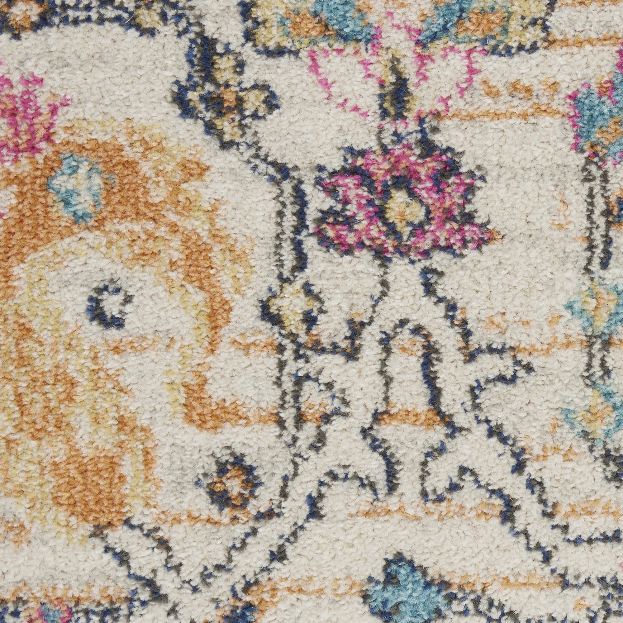 Luxurious 9' x 12' Cream Floral Power Loom Area Rug for Cozy Home Decor