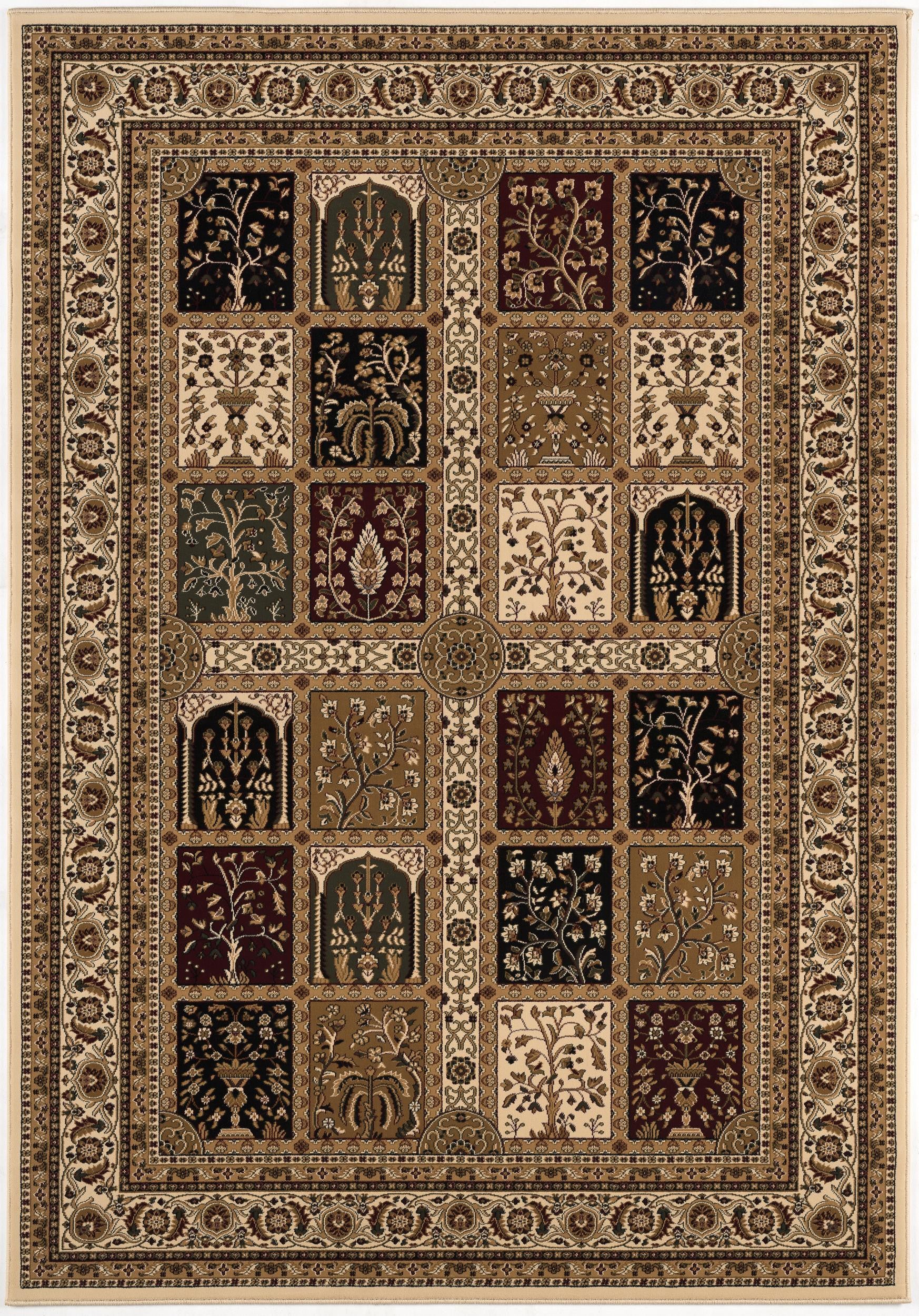 Exquisite Beige and Black Oriental Style Power Loom Runner Area Rug - Enhance Your Living Space with Elegance and Comfort