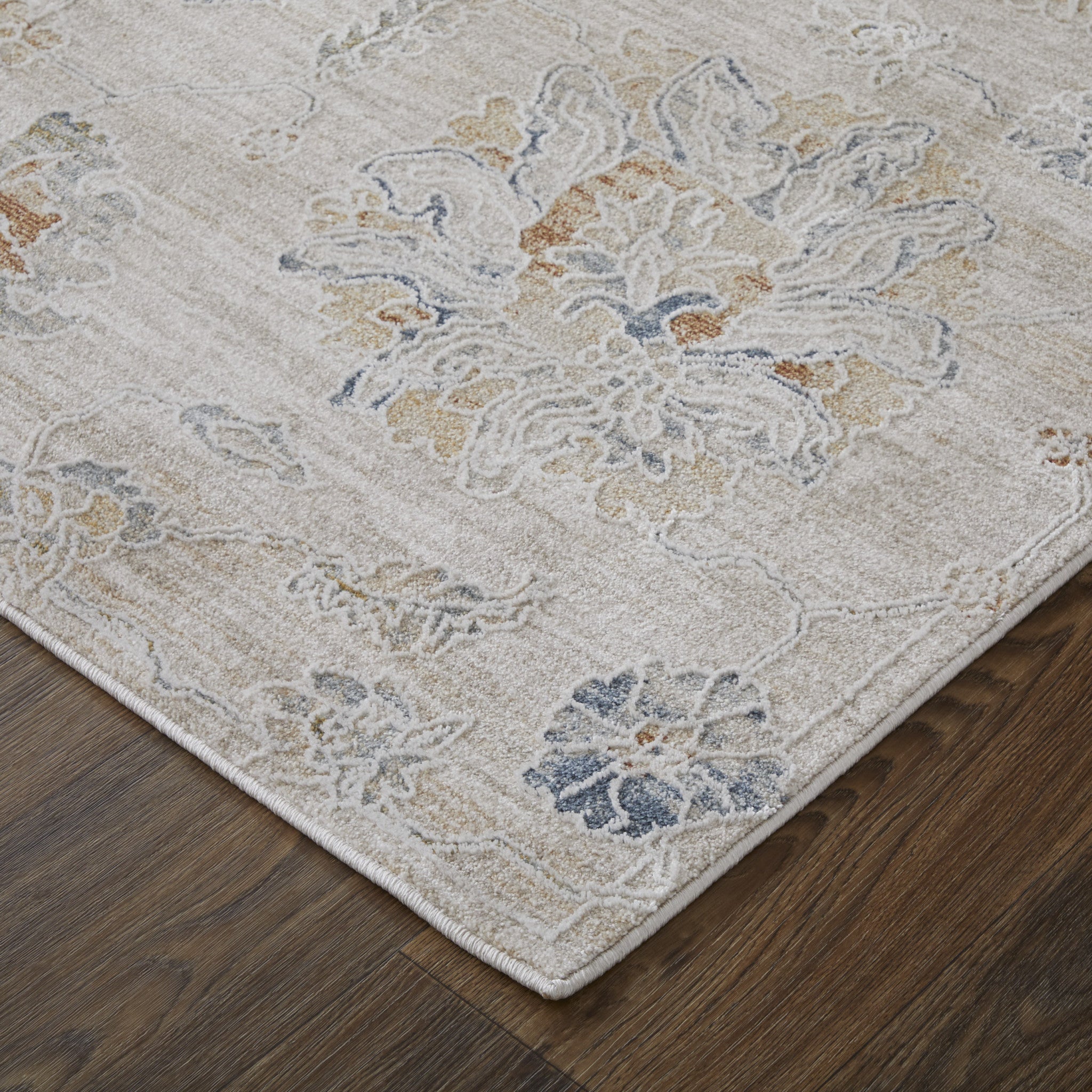Stain-Resistant Floral Power Loom Area Rug with Timeless Fringe Design for Inviting Living Spaces