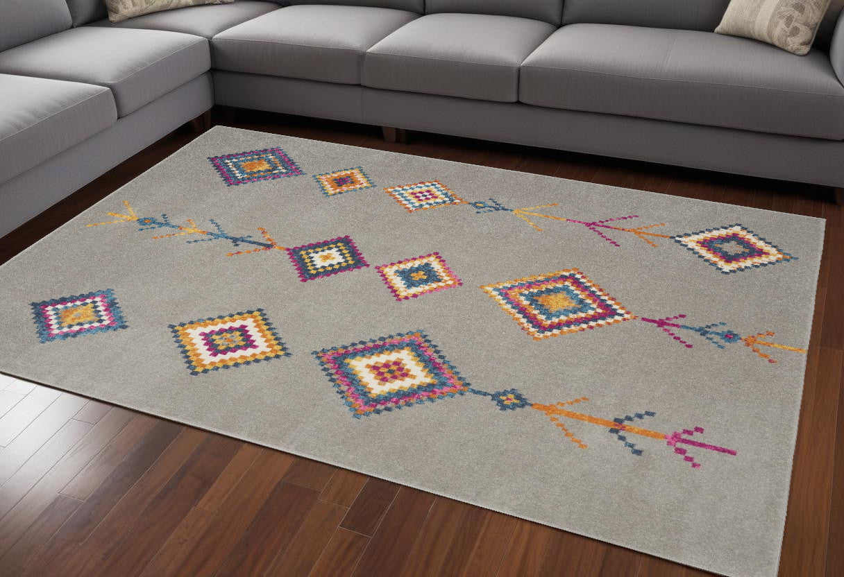 Stylish Gray Geometric Berber Area Rug for Elegant and Comfortable Home Decor