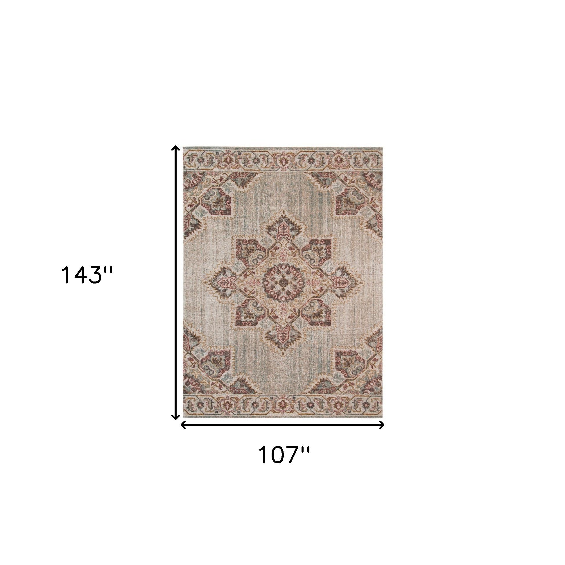 Stylish Stain-Resistant Power Loom Area Rug in Elegant Beige and Rust Medallion Design for Decorating Your Living Spaces