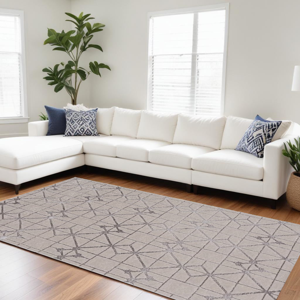 Stylish Gray and Ivory Geometric Area Rug for Cozy Home Comfort