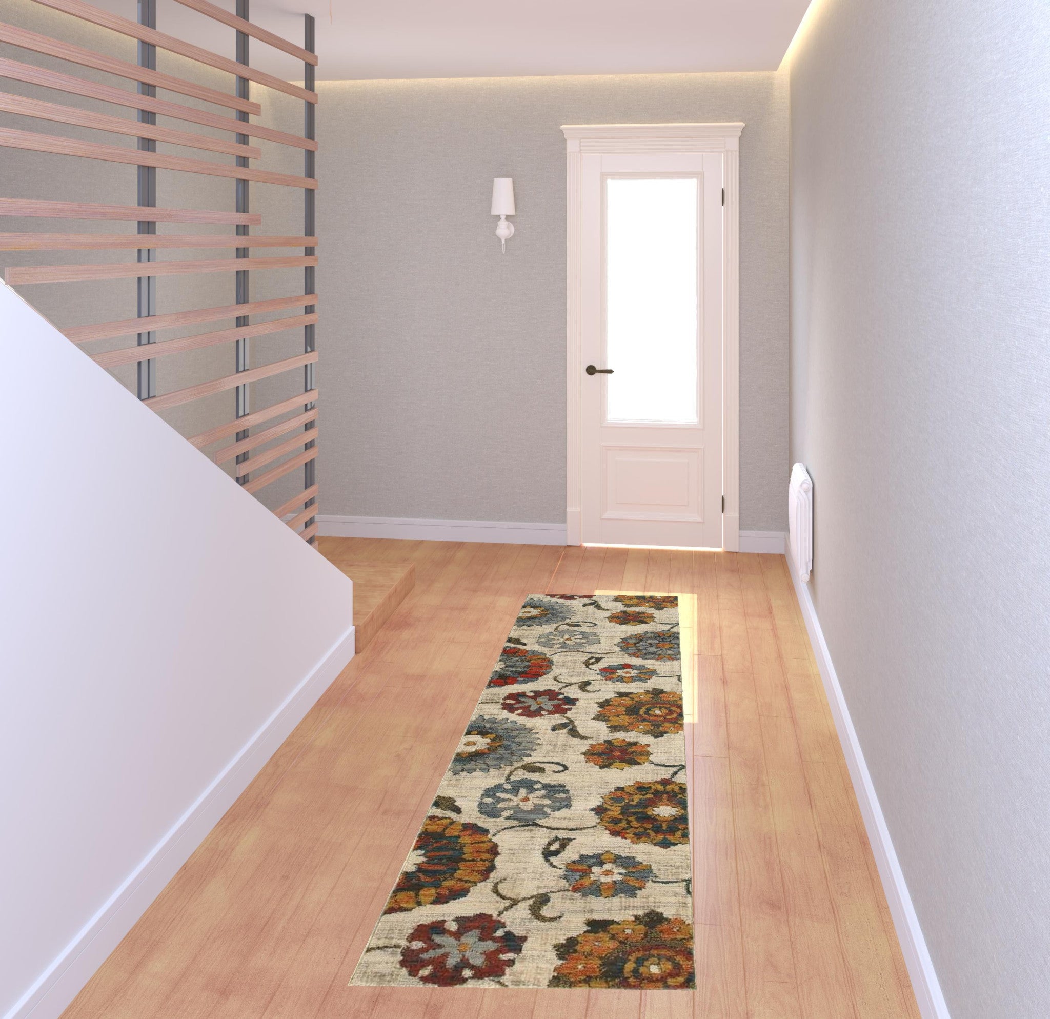 Stylish Orange and Ivory Floral Power Loom Area Runner Rug - Stain Resistant and Cozy for Indoor Spaces