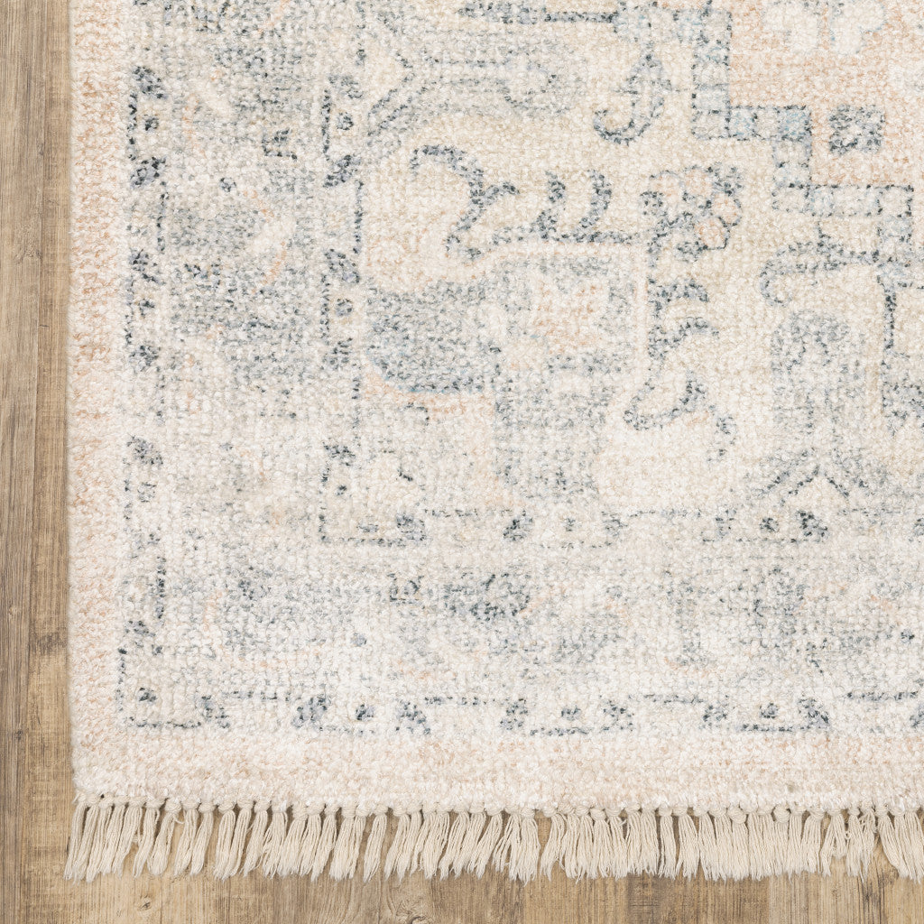 Stain-Resistant Artisan Hand Loomed Beige and Grey Area Rug