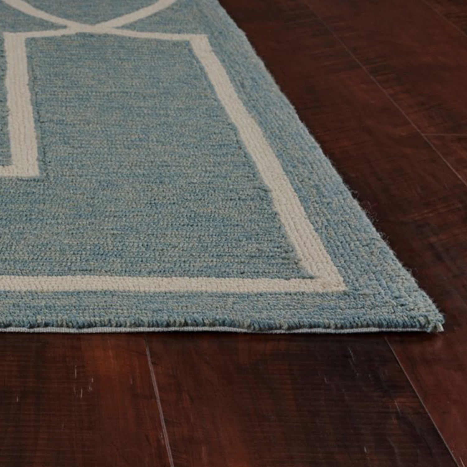 Stylish Blue and Ivory Geometric Hand-Hooked 7x7 Area Rug for Your Living Space