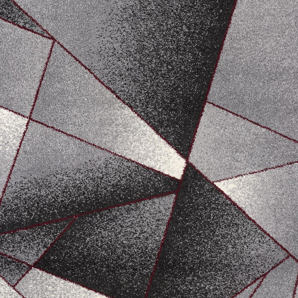 Stylish Geometric Area Rug with an Elegant Design in Grey and Red for a Sophisticated Home Décor Upgrade