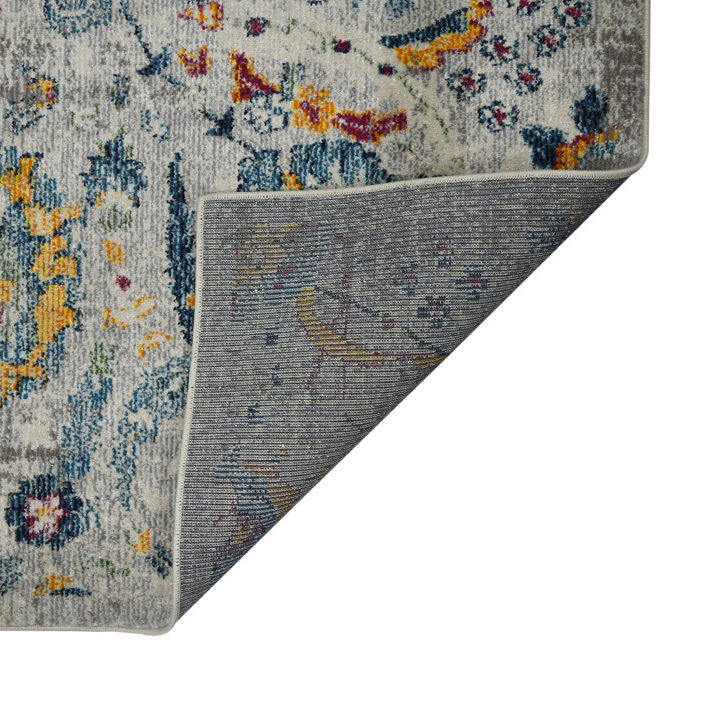 Stylish Orange and Ivory Floral Power Loom Round Area Runner Rug for Enhanced Comfort and Long - lasting Durability