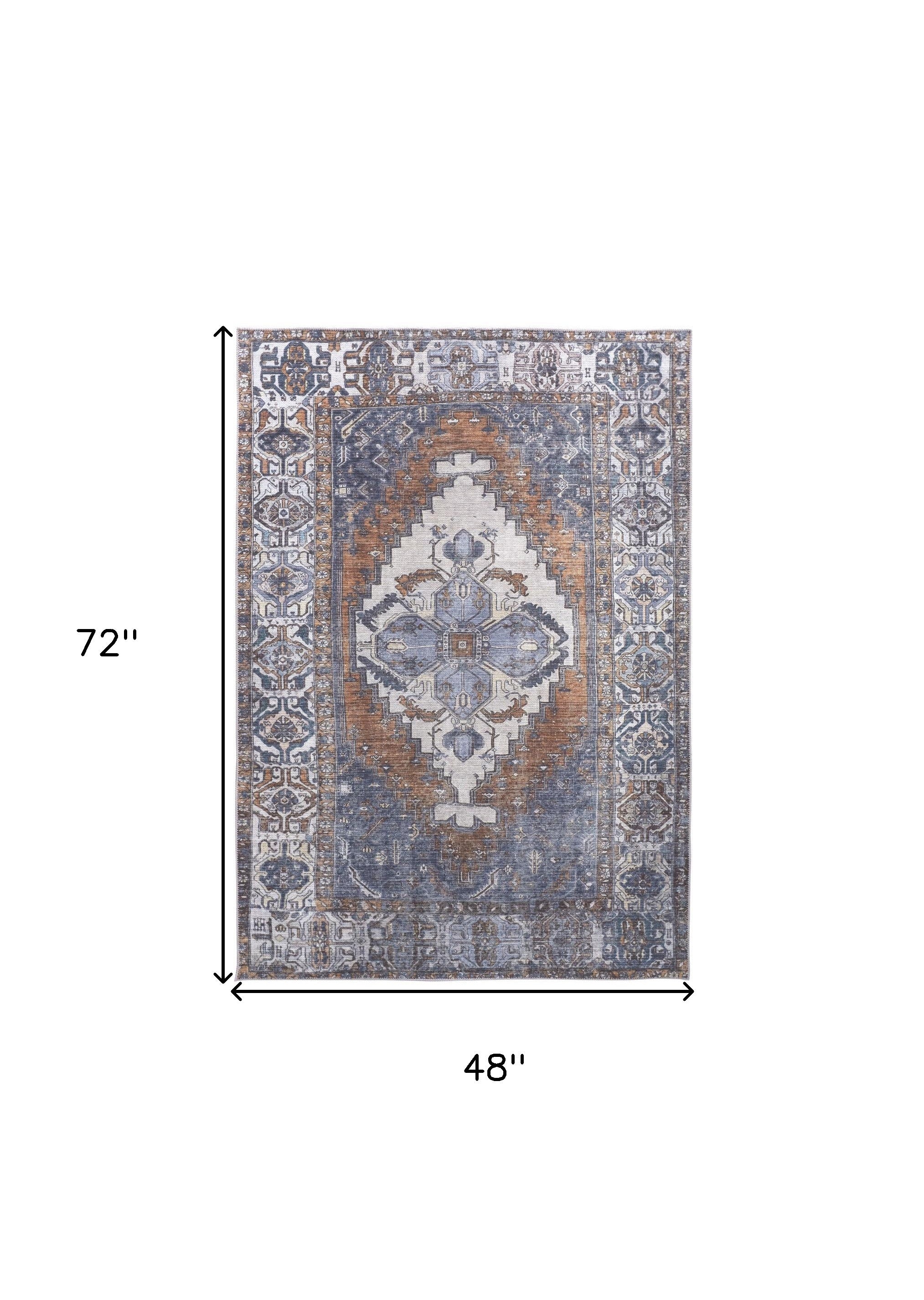 Exquisite Blue, Ivory, and Brown Floral Area Rug for Opulent Living Space Decoration