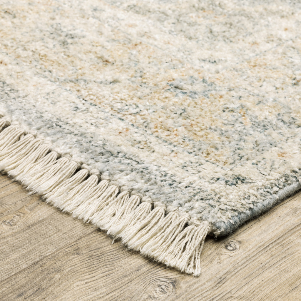 Exquisite Hand - Loomed Stain - Resistant Grey and Beige Oriental Indoor Area Rug with Timeless Design