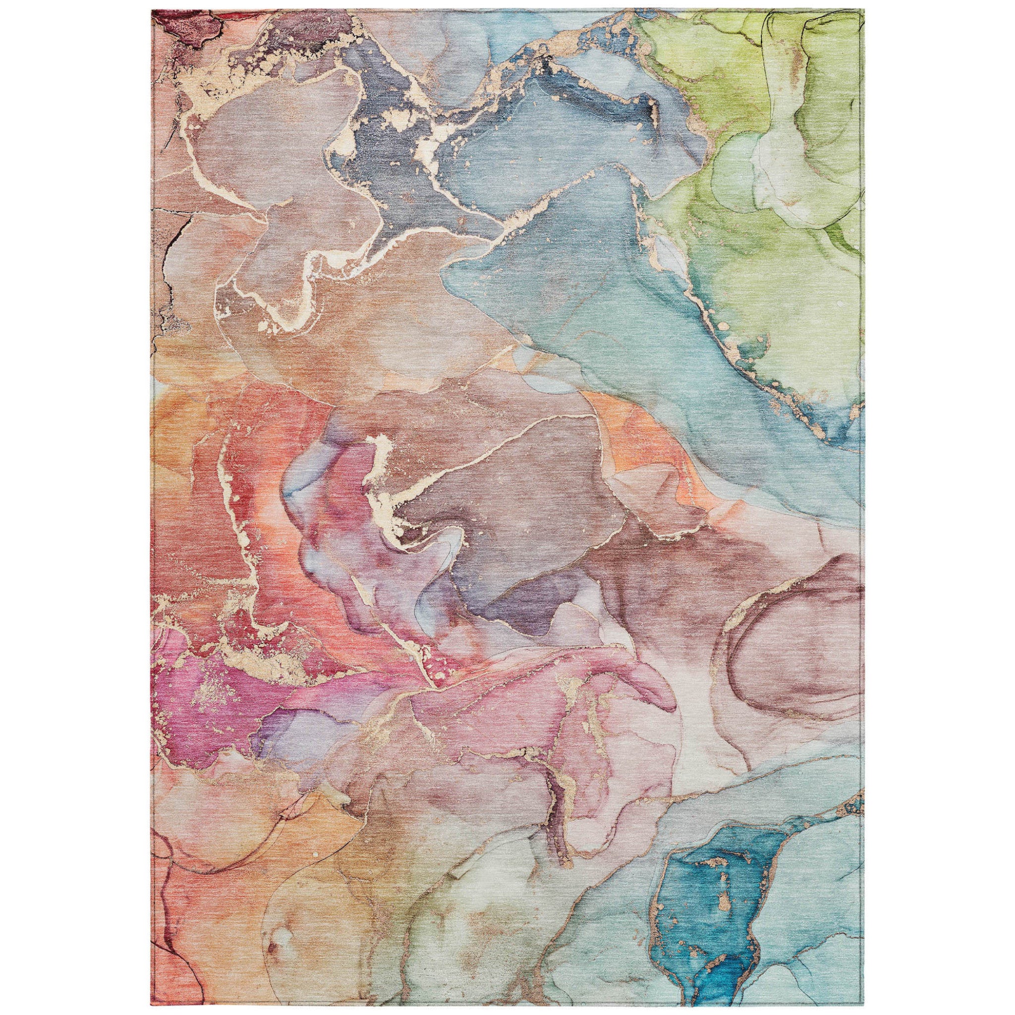 Stylish Blue Abstract Washable Non-Slip Outdoor Runner Rug for Any Space