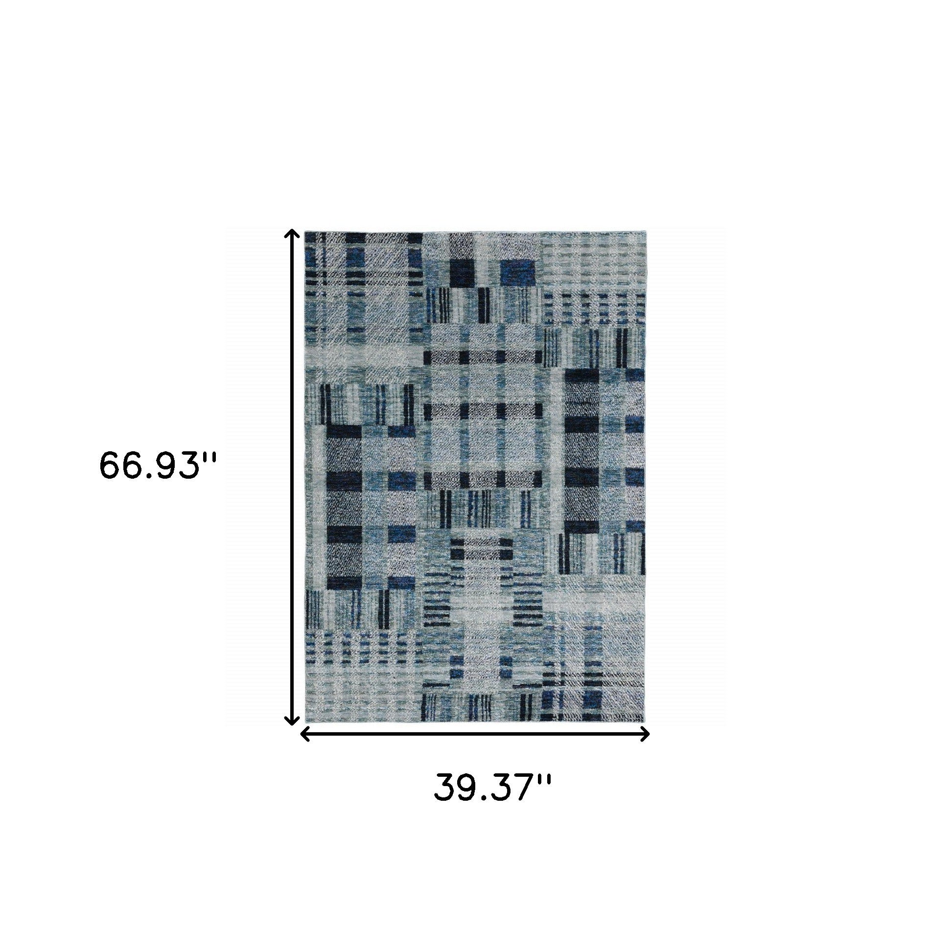 Stain-Resistant Blue Geometric Power Loom Area Rug - Ideal for Family Homes