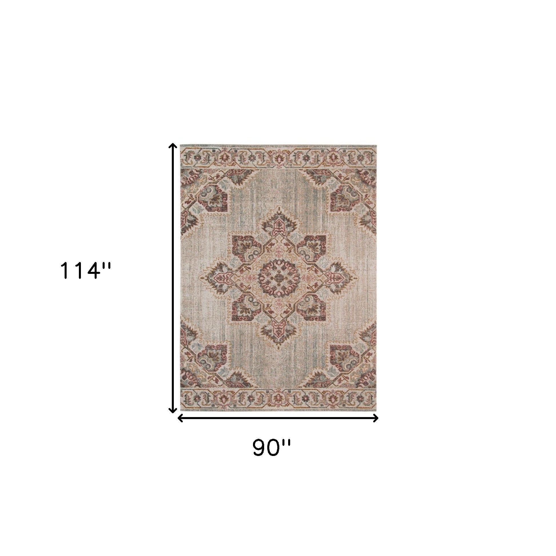 Stylish Stain-Resistant Power Loom Area Rug in Elegant Beige and Rust Medallion Design for Decorating Your Living Spaces