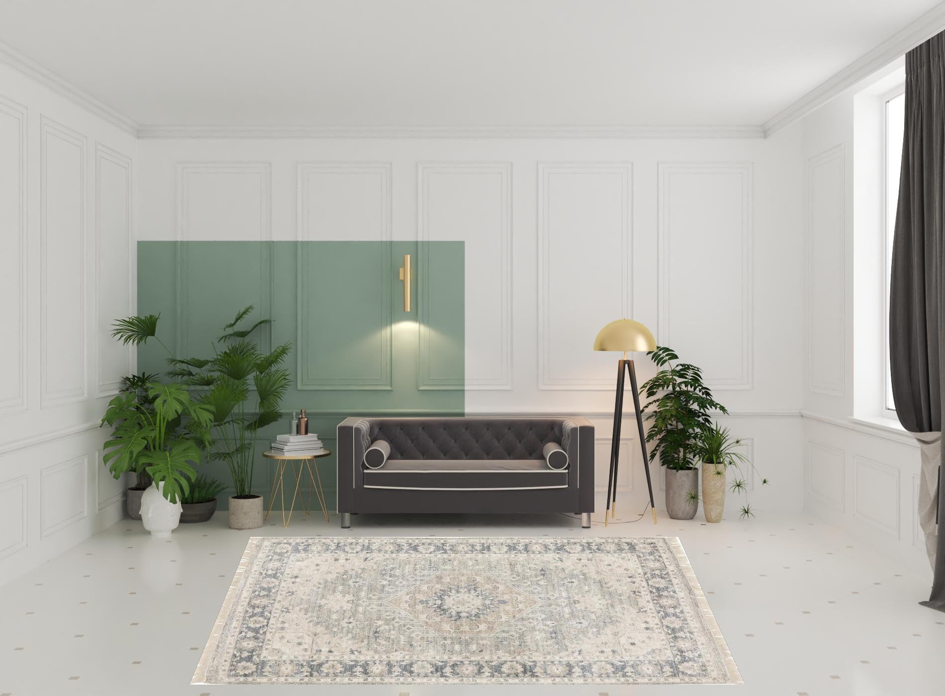 Exquisite Beige and Grey Hand - Woven Oriental Stain - Resistant Area Rug with Fringe Design for Indoor Spaces