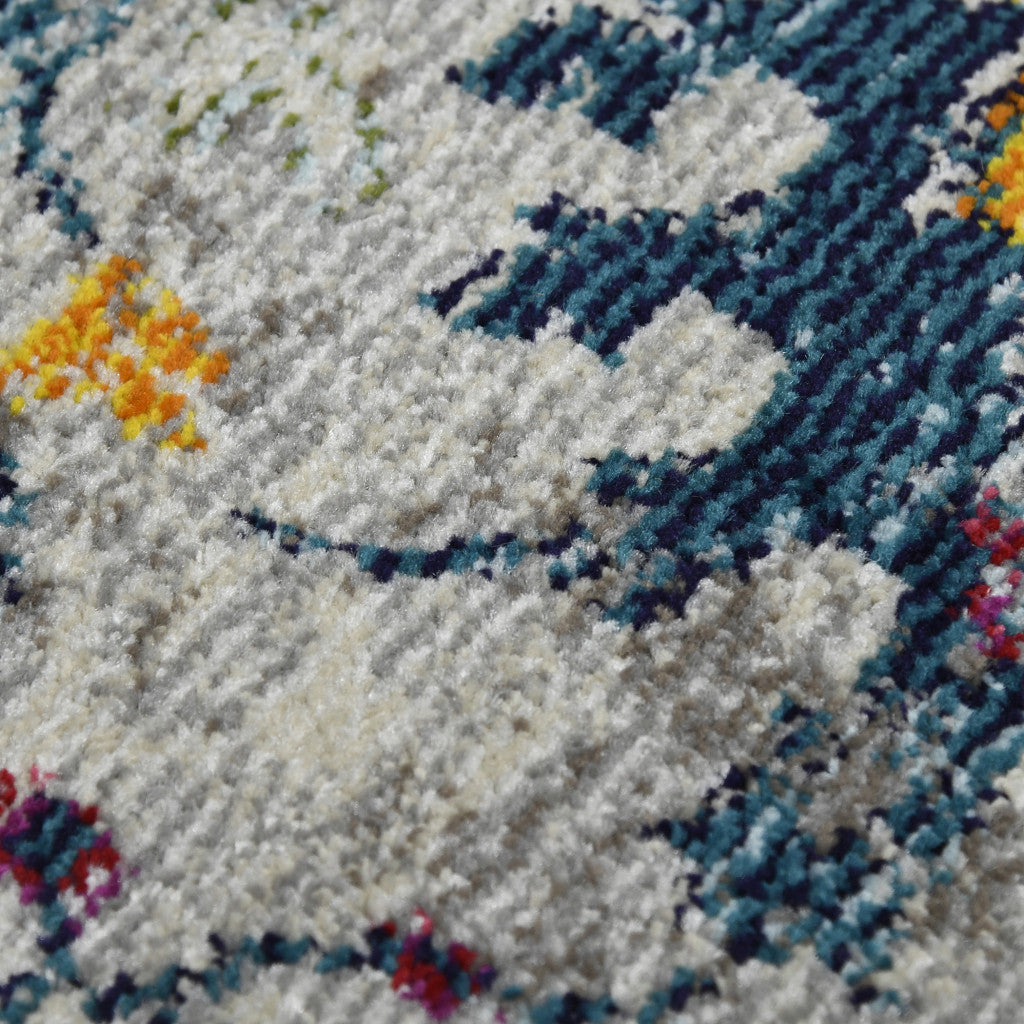 Stylish Orange and Ivory Floral Power Loom Round Area Runner Rug for Enhanced Comfort and Long - lasting Durability