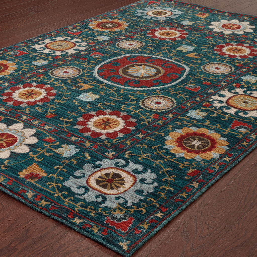 Stain-Resistant, Colorful Floral Power Loom Area Runner Rug Ideal for Kid and Pet-Friendly Spaces
