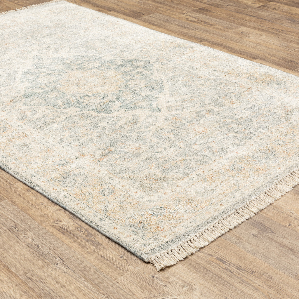 Exquisite Hand - Loomed Stain - Resistant Grey and Beige Oriental Indoor Area Rug with Timeless Design