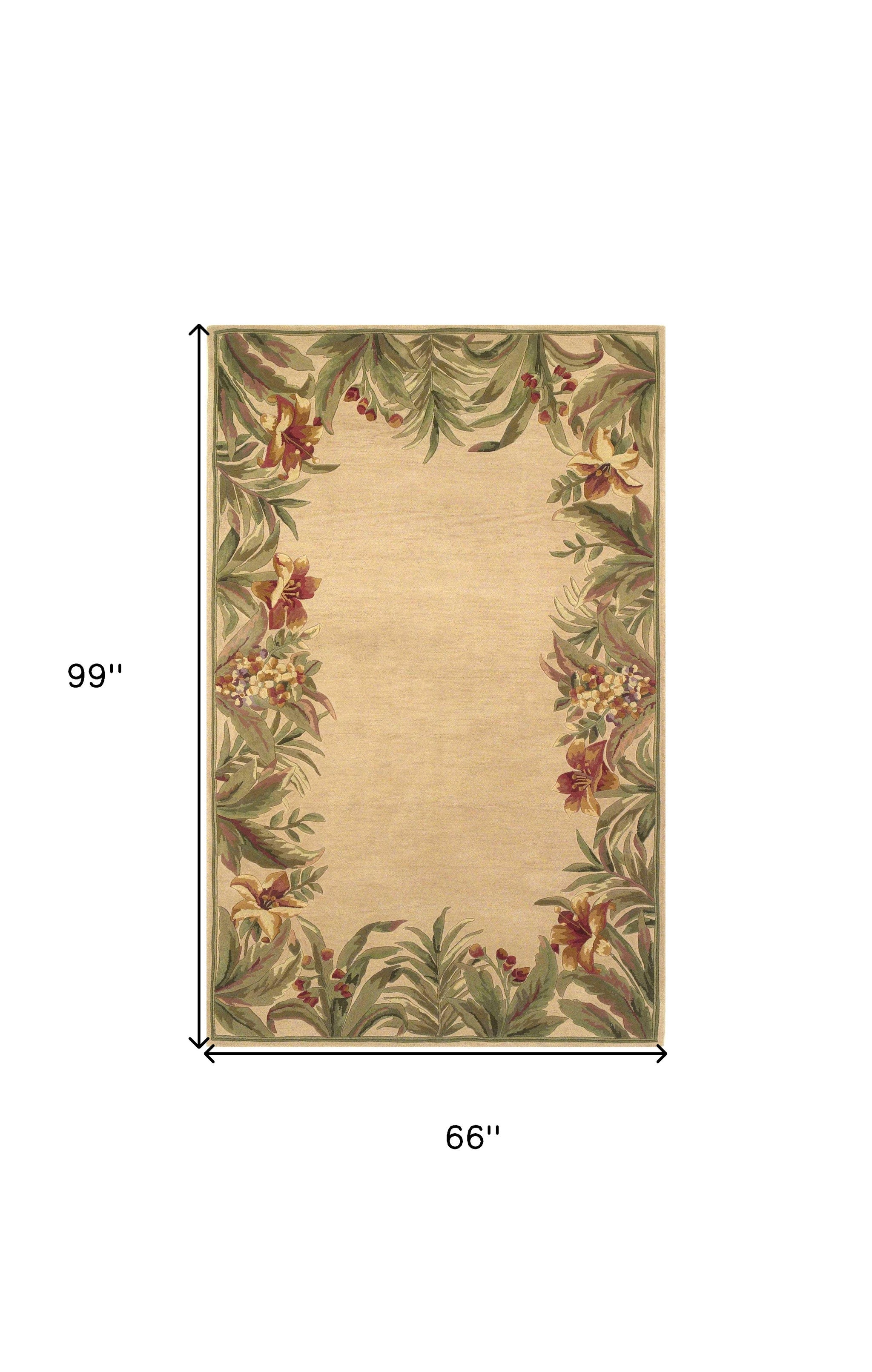 Exquisite Hand-Tufted Wool Elegant Ivory Rainforest Area Rug for Enhancing Modern Home Décor